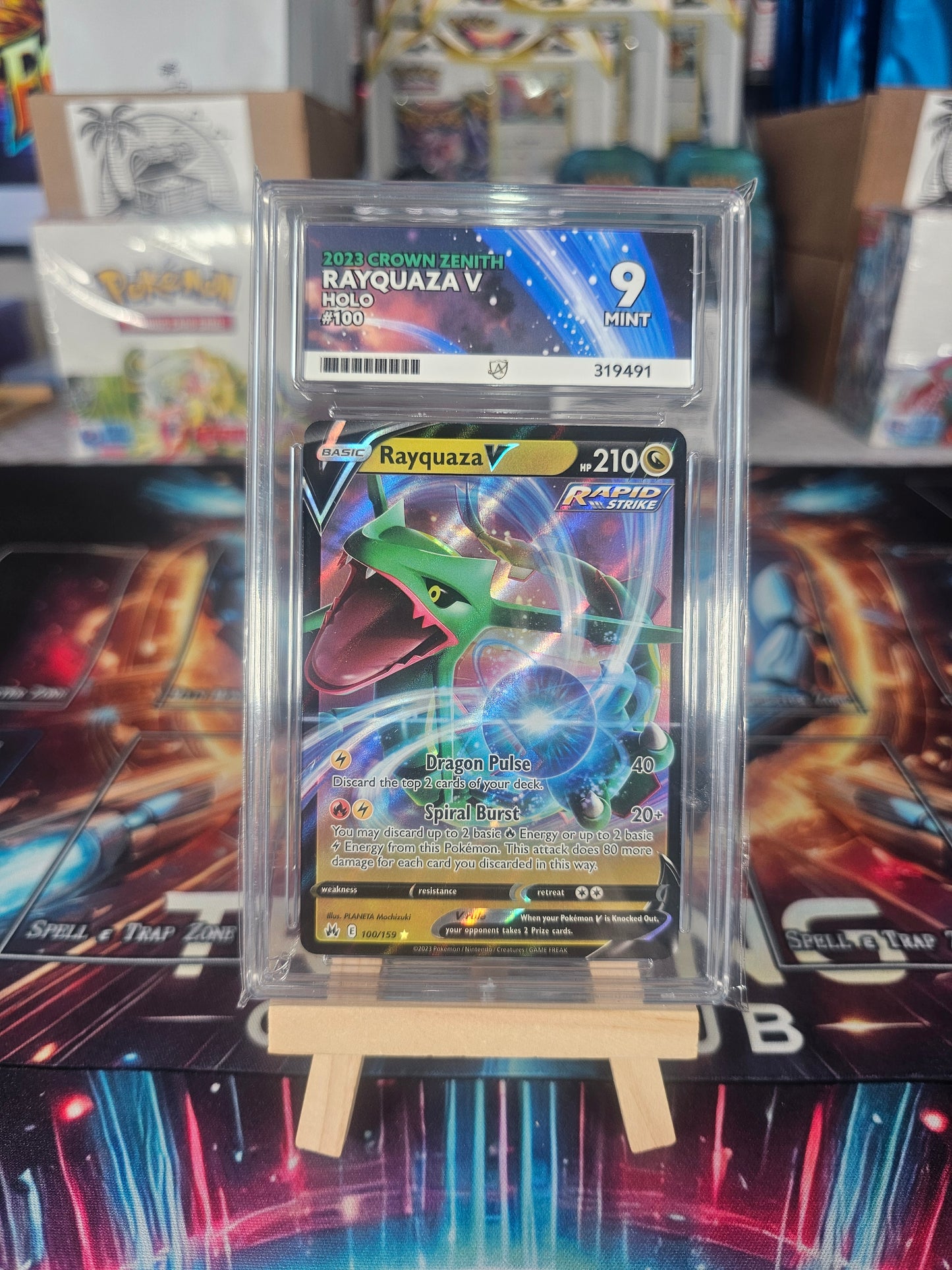Rayquaza V #100/159 Crown Zenith Graded MINT Ace 9