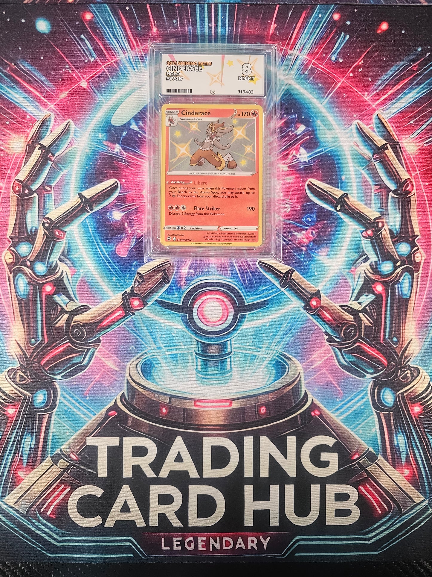 Cinderace #SV017/SV122 Shining Fates Graded NM-MT Ace 8