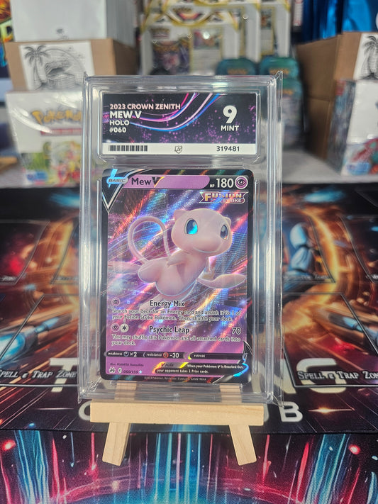 Mew V #060/159 Crown Zenith Graded MINT Ace 9