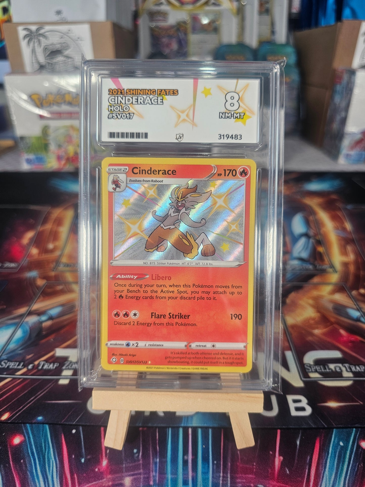 Cinderace #SV017/SV122 Shining Fates Graded NM-MT Ace 8