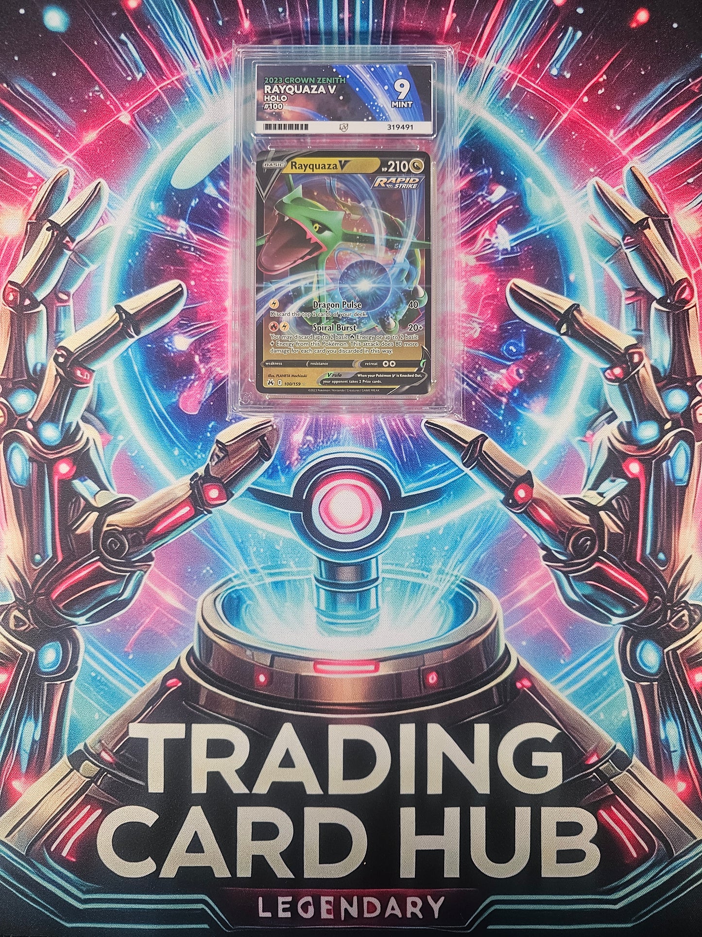 Rayquaza V #100/159 Crown Zenith Graded MINT Ace 9